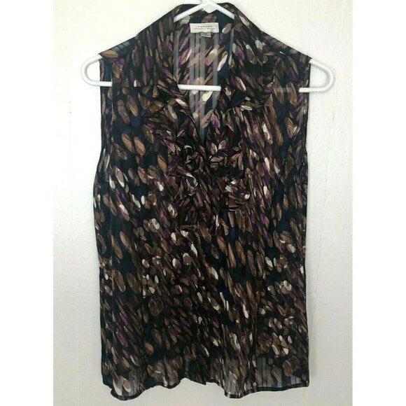 Tahari Ruffle Front Chiffon Blouse - Office Siren - Picture 1 of 8